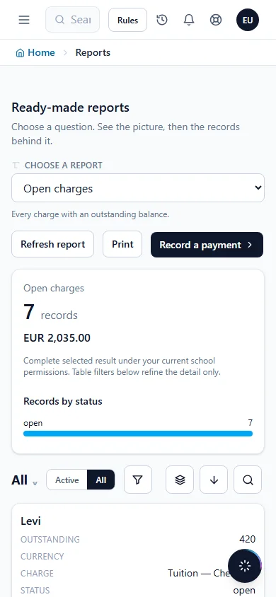 Ready-to-use office reports — on a phone
